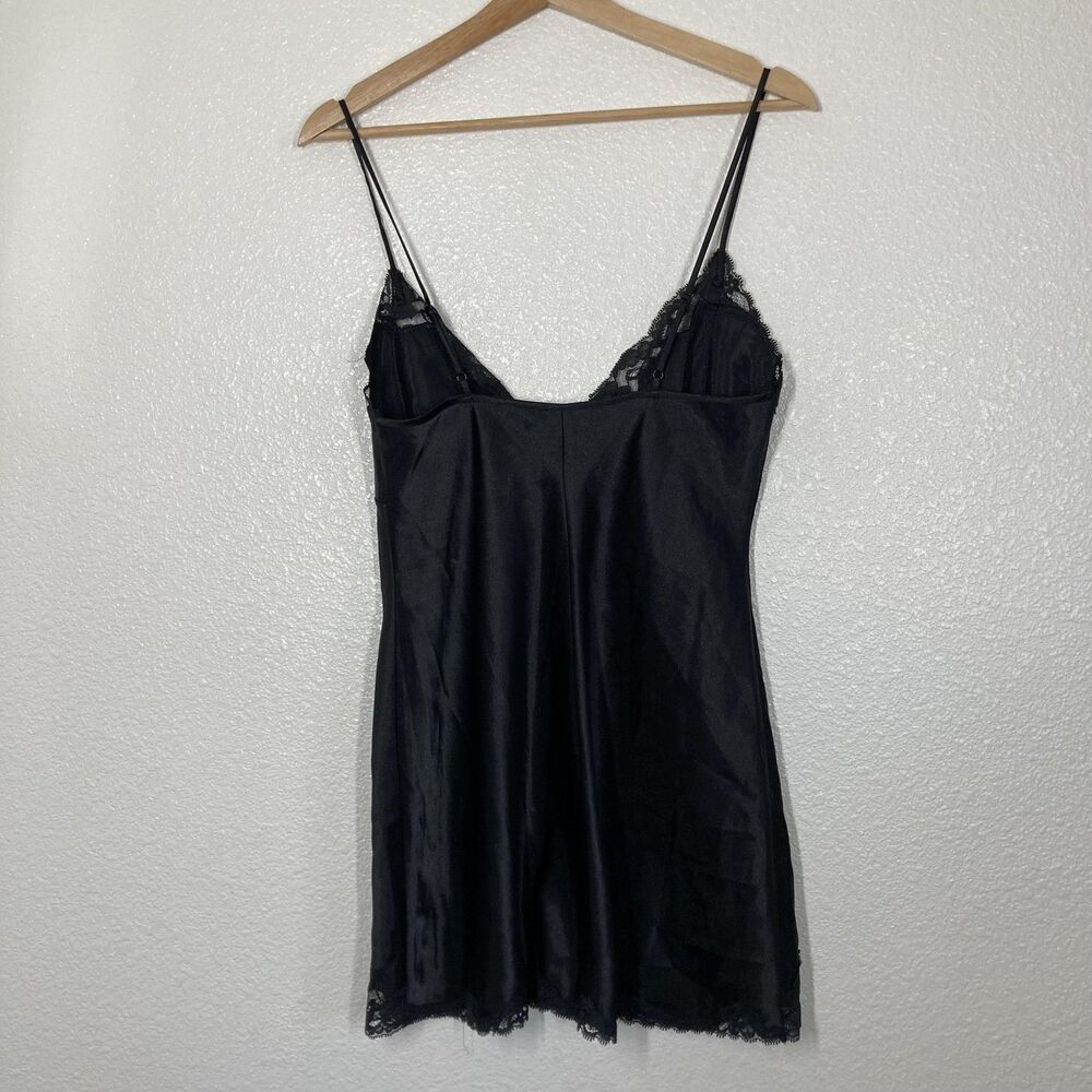 Victoria's Secret Chemise Nightgown Y2K Small Black Satin Lace Sleep Slip - Picture 11 of 14
